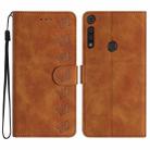 For Motorola Moto G8 Play Seven Butterflies Embossed Leather Phone Case(Brown) - 1