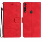 For Motorola Moto G8 Play Seven Butterflies Embossed Leather Phone Case(Red) - 1