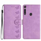 For Motorola Moto G8 Play Seven Butterflies Embossed Leather Phone Case(Purple) - 1