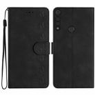 For Motorola Moto G8 Play Seven Butterflies Embossed Leather Phone Case(Black) - 1