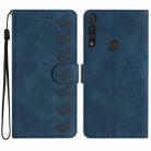 For Motorola Moto G8 Play Seven Butterflies Embossed Leather Phone Case(Blue) - 1