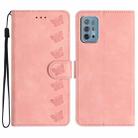 For Motorola Moto G10 Seven Butterflies Embossed Leather Phone Case(Pink) - 1