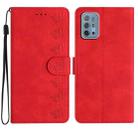 For Motorola Moto G10 Seven Butterflies Embossed Leather Phone Case(Red) - 1