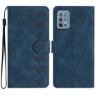 For Motorola Moto G10 Seven Butterflies Embossed Leather Phone Case(Blue) - 1