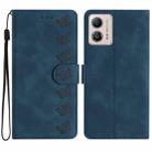 For Motorola Moto G13 Seven Butterflies Embossed Leather Phone Case(Blue) - 1