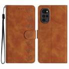 For Motorola Moto G22 Seven Butterflies Embossed Leather Phone Case(Brown) - 1