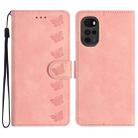 For Motorola Moto G22 Seven Butterflies Embossed Leather Phone Case(Pink) - 1