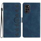 For Motorola Moto G22 Seven Butterflies Embossed Leather Phone Case(Blue) - 1