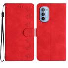 For Motorola Moto G31 Seven Butterflies Embossed Leather Phone Case(Red) - 1