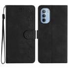 For Motorola Moto G31 Seven Butterflies Embossed Leather Phone Case(Black) - 1