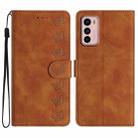 For Motorola Moto G42 Seven Butterflies Embossed Leather Phone Case(Brown) - 1