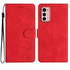 For Motorola Moto G42 Seven Butterflies Embossed Leather Phone Case(Red) - 1