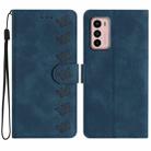 For Motorola Moto G42 Seven Butterflies Embossed Leather Phone Case(Blue) - 1