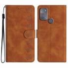 For Motorola Moto G50 Seven Butterflies Embossed Leather Phone Case(Brown) - 1