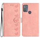 For Motorola Moto G50 Seven Butterflies Embossed Leather Phone Case(Pink) - 1