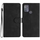 For Motorola Moto G50 Seven Butterflies Embossed Leather Phone Case(Black) - 1