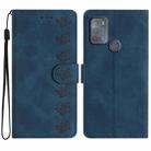 For Motorola Moto G50 Seven Butterflies Embossed Leather Phone Case(Blue) - 1