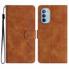 For Motorola Moto G52 Seven Butterflies Embossed Leather Phone Case(Brown) - 1