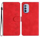 For Motorola Moto G52 Seven Butterflies Embossed Leather Phone Case(Red) - 1