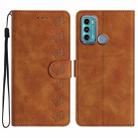 For Motorola Moto G60 Seven Butterflies Embossed Leather Phone Case(Brown) - 1