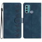 For Motorola Moto G60 Seven Butterflies Embossed Leather Phone Case(Blue) - 1