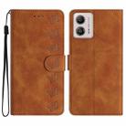 For Motorola Moto G73 Seven Butterflies Embossed Leather Phone Case(Brown) - 1