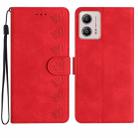 For Motorola Moto G73 Seven Butterflies Embossed Leather Phone Case(Red) - 1