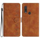 For Motorola One Action Seven Butterflies Embossed Leather Phone Case(Brown) - 1