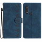 For Motorola One Action Seven Butterflies Embossed Leather Phone Case(Blue) - 1