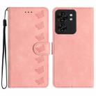 For Motorola Edge 40 Seven Butterflies Embossed Leather Phone Case(Pink) - 1