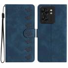 For Motorola Edge 40 Seven Butterflies Embossed Leather Phone Case(Blue) - 1