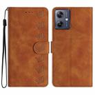 For Motorola Moto G14 4G Seven Butterflies Embossed Leather Phone Case(Brown) - 1