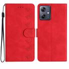 For Motorola Moto G54 5G Seven Butterflies Embossed Leather Phone Case(Red) - 1