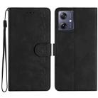 For Motorola Moto G54 5G Seven Butterflies Embossed Leather Phone Case(Black) - 1