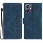 For Motorola Moto G54 5G Seven Butterflies Embossed Leather Phone Case(Blue) - 1