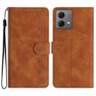 For Motorola Moto G84 5G Seven Butterflies Embossed Leather Phone Case(Brown) - 1