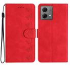 For Motorola Moto G84 5G Seven Butterflies Embossed Leather Phone Case(Red) - 1