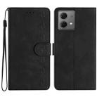 For Motorola Moto G84 5G Seven Butterflies Embossed Leather Phone Case(Black) - 1
