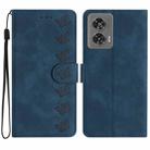 For Motorola Edge 50 Fusion Seven Butterflies Embossed Leather Phone Case(Blue) - 1