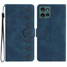 For Motorola Edge 50 5G Seven Butterflies Embossed Leather Phone Case(Blue) - 1