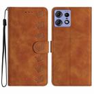 For Motorola Edge 50 Pro Seven Butterflies Embossed Leather Phone Case(Brown) - 1