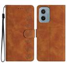 For Motorola Moto E15 Seven Butterflies Embossed Leather Phone Case(Brown) - 1