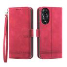 For OPPO A78 5G Global/A58x Global/A1x 5G Dierfeng Dream Line TPU + PU Leather Phone Case(Red) - 1