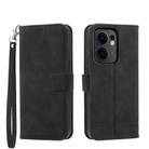 For OPPO Reno13 F 4G / 5G Dierfeng Dream Line TPU Hybrid PU Leather Phone Case(Black) - 1