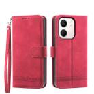 For OPPO A5x 5G / A3 4G / 5G / A3x 4G / 5G Dierfeng Dream Line TPU Hybrid PU Leather Phone Case(Red) - 1