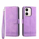 For OPPO A5x 5G / A3 4G / 5G / A3x 4G / 5G Dierfeng Dream Line TPU Hybrid PU Leather Phone Case(Purple) - 1