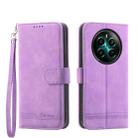 For Realme 12+ Dierfeng Dream Line TPU + PU Leather Phone Case(Purple) - 1