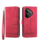 For Realme GT 6 Global Dierfeng Dream Line TPU + PU Leather Phone Case(Red) - 1