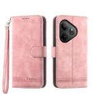 For Realme GT 6 Global Dierfeng Dream Line TPU + PU Leather Phone Case(Pink) - 1