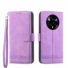 For Realme 14 Pro+ Dierfeng Dream Line TPU Hybrid PU Leather Phone Case(Purple) - 1